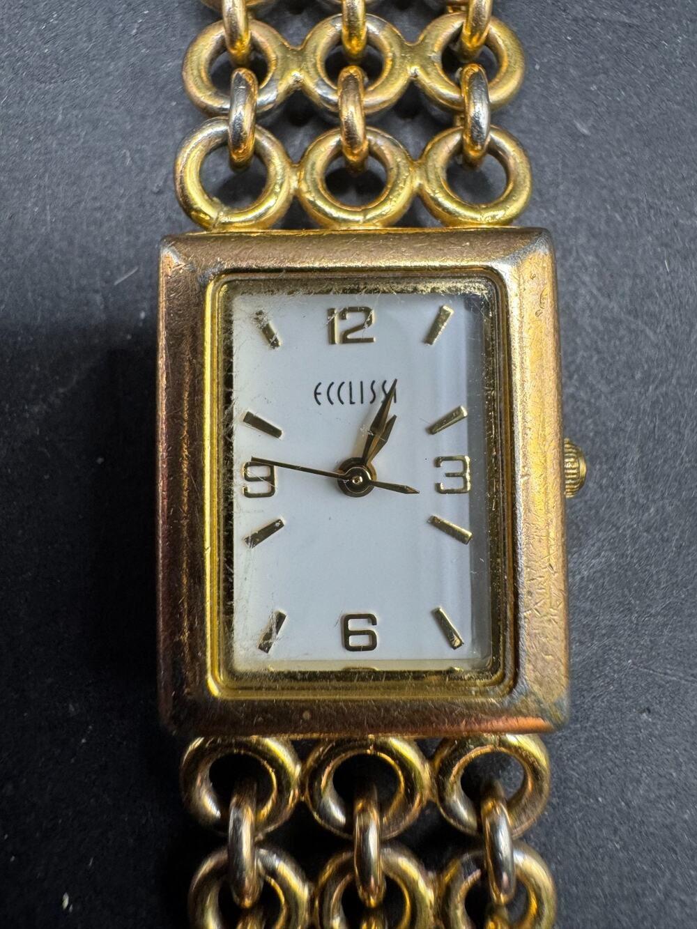 Vintage Ecclissi Quartz Women's Watch Gold Tone Bracelet Band 80060 19.4mm